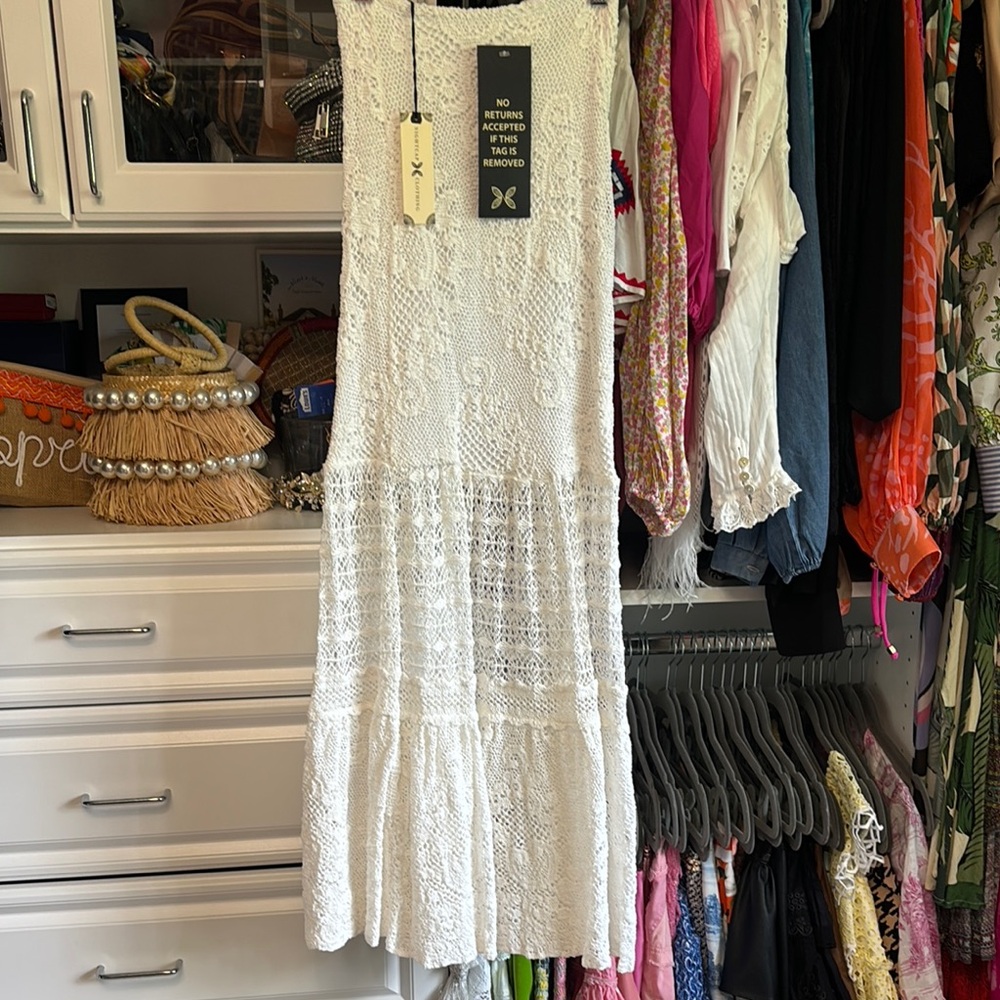 Nightcap White Cream Tiered Maxi Sundress